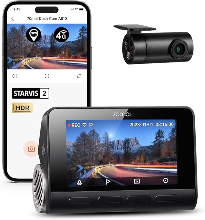 70mai A810 4K Ultra HD dashcam with HDR night vision and voice control