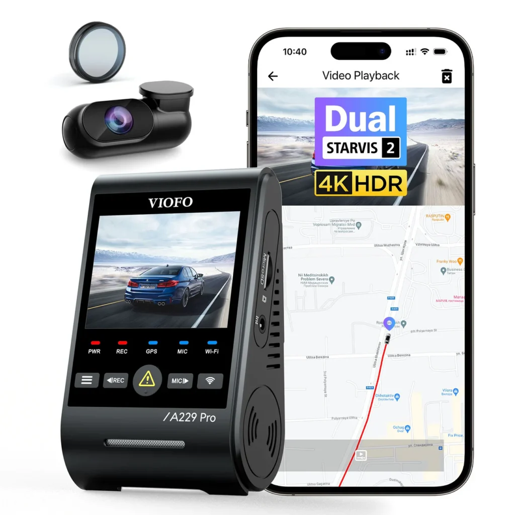 VIOFO A229 Pro Duo 4K + 2K dual dashcam with Sony STARVIS 2 sensors