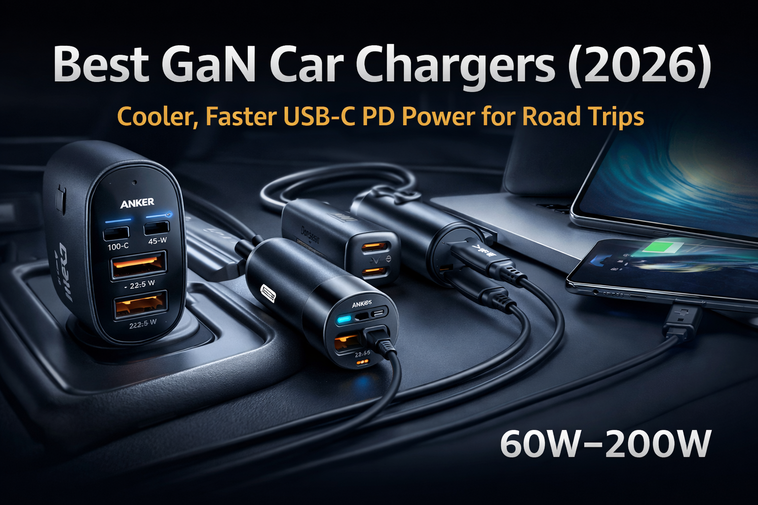 best GaN car charger 2026 USB-C fast charging compact multi-port design