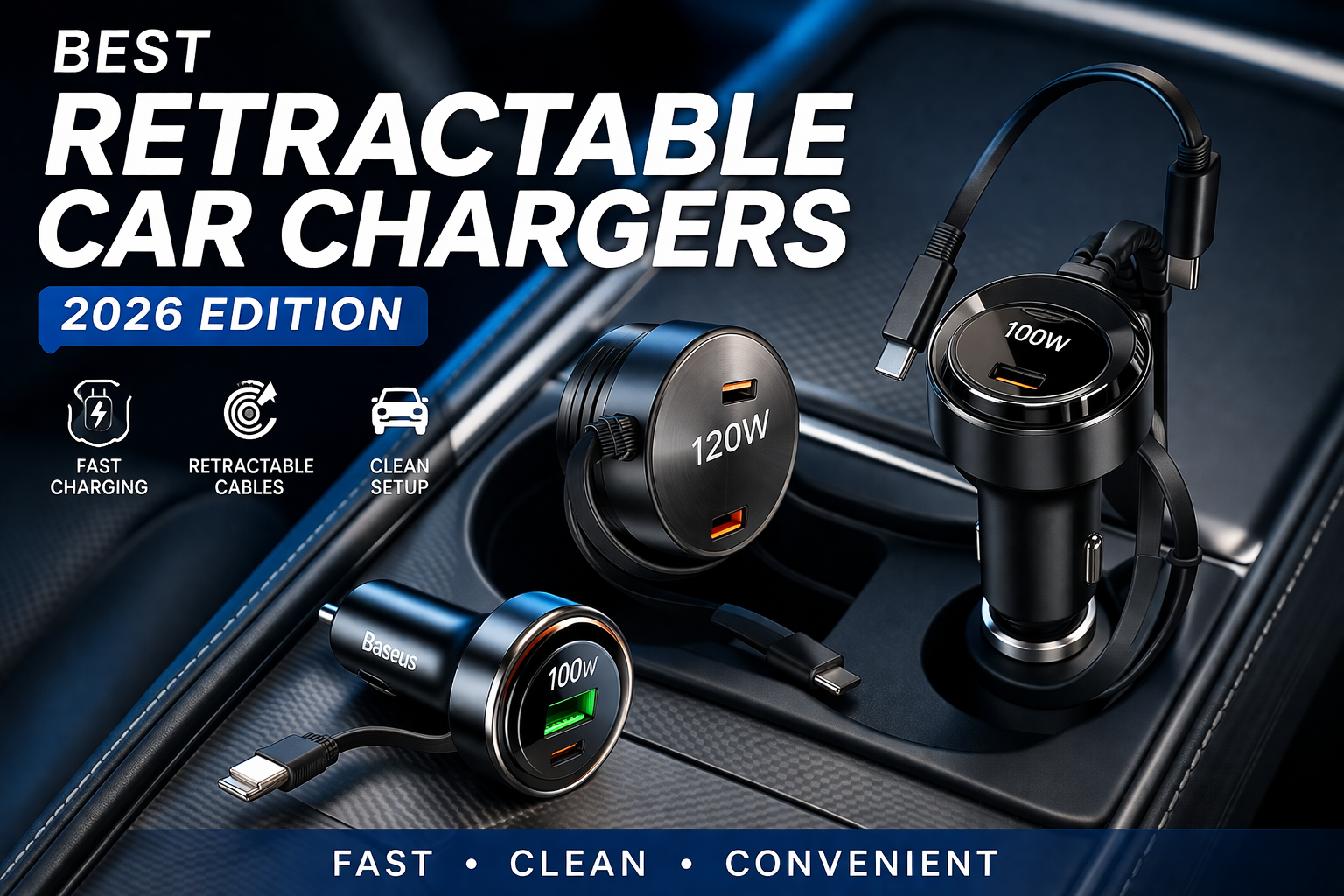 best retractable car charger 2026 fast usb-c car charger with retractable cable